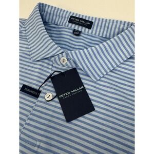NWT Peter Millar Sawyer Performance Jersey Golf Polo Shirt Blue Striped XXL $115
